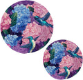 Pink Hydrangea Hummingbird Trivets for Hot Dishes Pots and Pans Potholders Woven Trivet Cotton Round Large Pot Holder Decor Heat Resistant Hot Pads Mat for Table Counter Cooking Potholder Set o