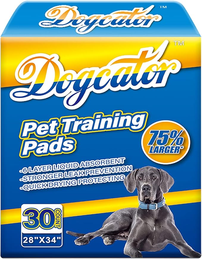 Dogcator Dog Pee Pads Extra Large, 30 Count Thicken Absorbent for Dogs, 28"x34" Disposable Urine Bed for Doggy, Potty for Doggie, XL Puppy, Piddle X-Large for Travel