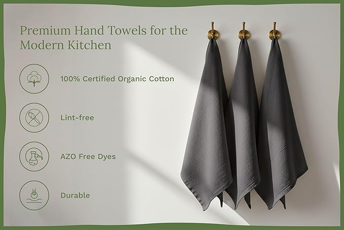 Organic Cotton Gray Tea Towels - 10 Pack, 27"x27", 100% Cotton Gray Flour Sack Towels for Kitchen and Baking Use - Durable, Absorbent and Customizable Gray Dish Towels (10 Pack Gray)