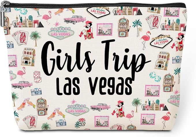 Las Vegas Lover Gifts Makeup Bag Cosmetic Bag Girls Trip Gifts Favors Girls Weekend Las Vegas Travel Souvenir Merch Birthday Friendship Gifts for Women Sister Daughter Traveler Birthday Christmas