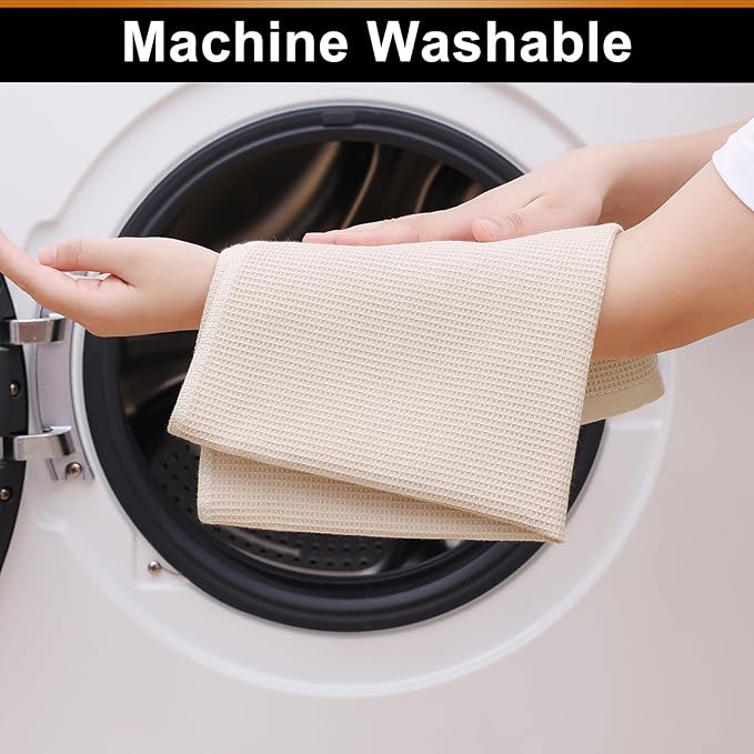 Homaxy 100% Cotton Waffle Weave Kitchen Towels - 12 Pack Soft and Absorbent Dish Towels - 16 x 26 Inches Quick Dry Hand Towels - Beige