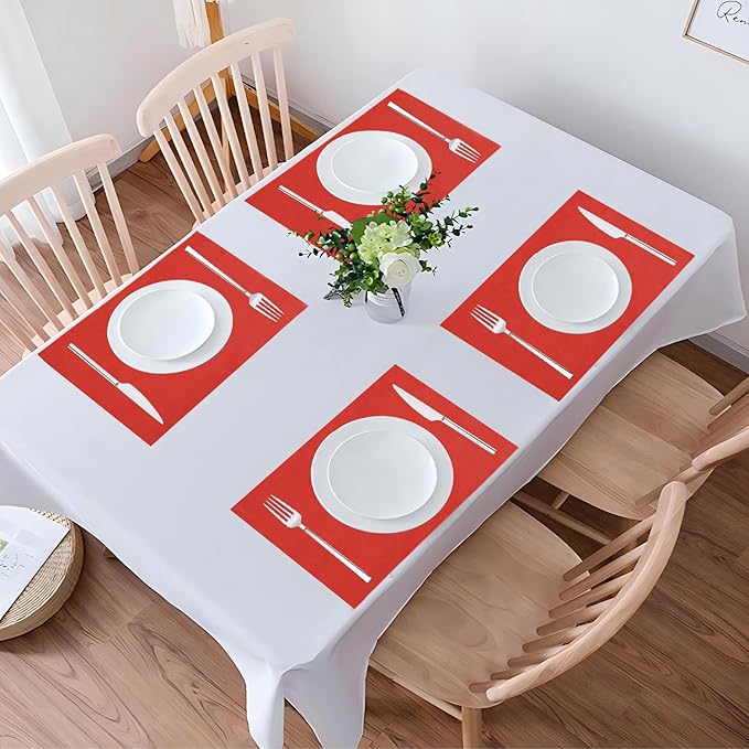 Placemats Set of 6 Linen Type Fabric Cloth Placemats, 19 x 13 Inch Double Layered Thick Wrinkle Free Heat Resistant Table Place, for Dining, Kitchen, Party (Red, 48 * 33cm)