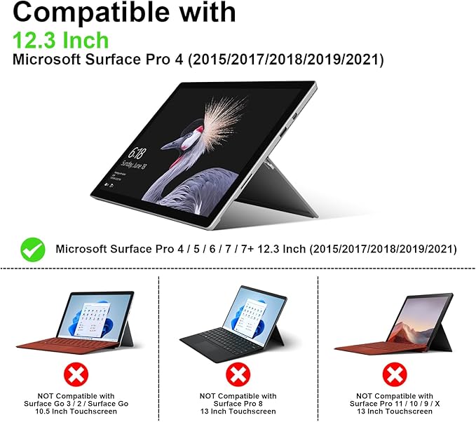 NANRUIL for Microsoft Surface Pro 4/5/6/7/7 Plus + 12.3 inch Case 2015/2017/2018/2019/2021 Genuine Leather Cover Protective Shell Compatible with Type Cover Keyboard and Pencil Holder.Brown