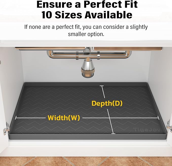TigeJoy 22" x 19" Under Sink Mats for Kitchen Waterproof, Leak-Proof Silicone Mat Sink Protector and Cabinet Liner, Kitchen Essentials Organizer and Storage, Boot or Shoe Tray, Pet Feeding Mat