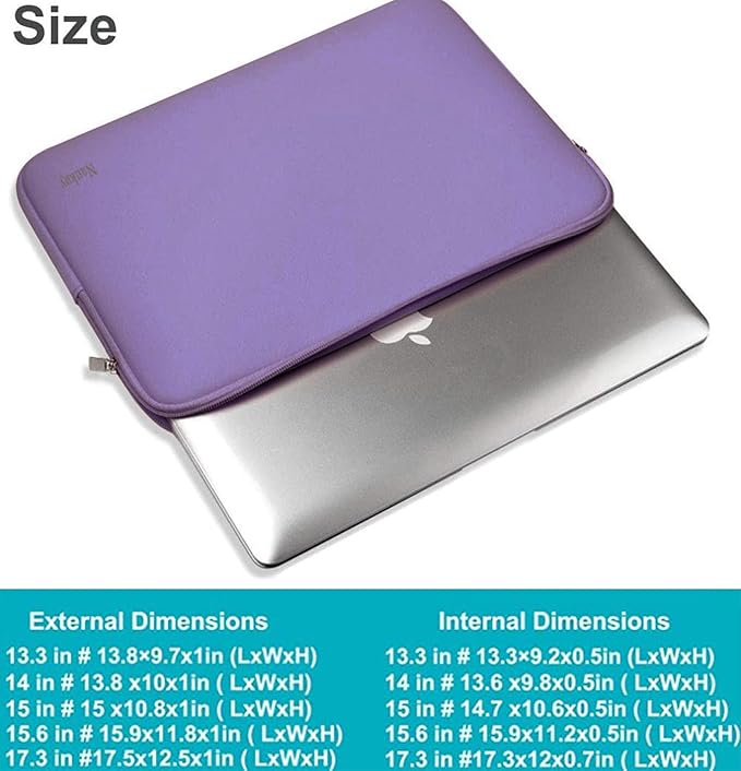 15.6 Inch Laptop Sleeve, Resistant Neoprene Notebook Computer Pocket Case/Tablet Briefcase Carrying Bag Compatible for Asus/Dell/Fujitsu/HP/Sony/Toshiba/Acer- (Purple)