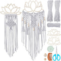 FREEBLOSS 2 Set DIY Macrame Lotus Wall Hanging Kit Macrame Tapestry Kit with Instructions Wooden Frames for Adults Beginners Lotus Wall Hanging Decor for Living Room Bedroom