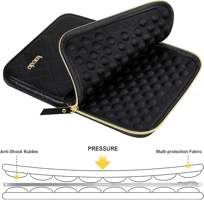Lacdo Tablet Sleeve Case for 11 inch iPad A16 / 11 Inch iPad Pro M5 M4 / 11 inch iPad Air M3 M2 / 10.9" iPad / 10.2" iPad /10.9" ipad Air, Samsung Galaxy Tab A9+ Bag, Fit Magic Keyboard, Elegant Black