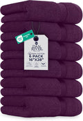 DAN RIVER 6-Pack Premium Hand Towels (16x28 Inches) - 100% Cotton, Ultra Soft, Lightweight, Highly Absorbent Towels for Bathroom, Spa, Gym, Salon, Hotel, and Travel - Purple Passion