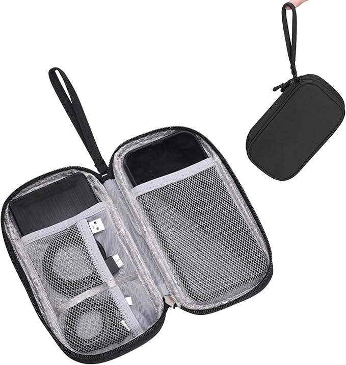 OBHEI Electronic Organizer Double Layer, Water Resistant Cable Organizer Bag for Travel Essentials, Cord, Charger, Phone, Earphone, Large Size,Accessories Travel Essentials (Black, Double-Layer)