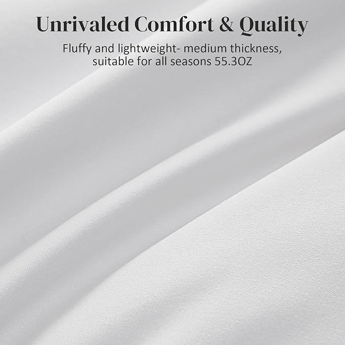 Dreamhood Down Feather Fiber Comforter Queen Size Fluffy Breathable White Duvet Insert Ultra Soft All Season Luxury Bedding Comforter with Corner & Center Loops (90"x90")