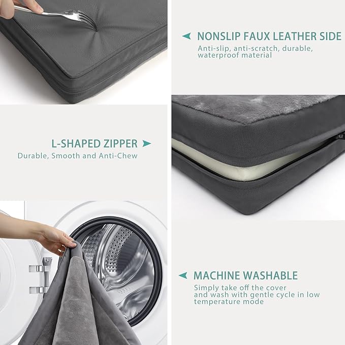 Waterproof Dog Beds Large Sized Dogs, Washable Orthopedic Pet Bed with Removable Cover Reversible, Foam Pets Bed Durable Anti-Slip Bottom, 36"x27", Gray