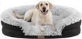 Miorun Fluffy Orthopedic Dog Bed for Extra Large & Jumbo Dogs, Calming Plush Sofa Bed with Curved Bolster Support, 48" Cozy Oval Pet Donut Bed with Washable Cover, Gray