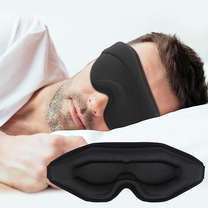 Sleep Mask for Men Women, WM Blackout 3D Contoured Eye Mask for Sleeping & Blindfold for Lash Extensions, Soft Comfy Eye Cover Shade with Adjustable Strap, Travel Yoga Nap Night Shift