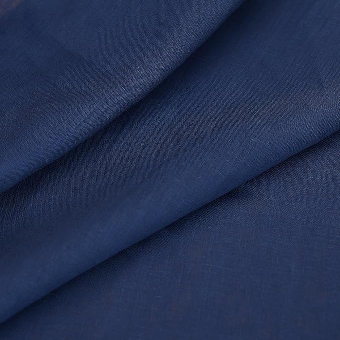 Japan Nature 100% Linen Fabric for Clothing, Home Decor, Pillow, Sofa, 55" Width, Craft by The Yard (Blue, 5 Yard)