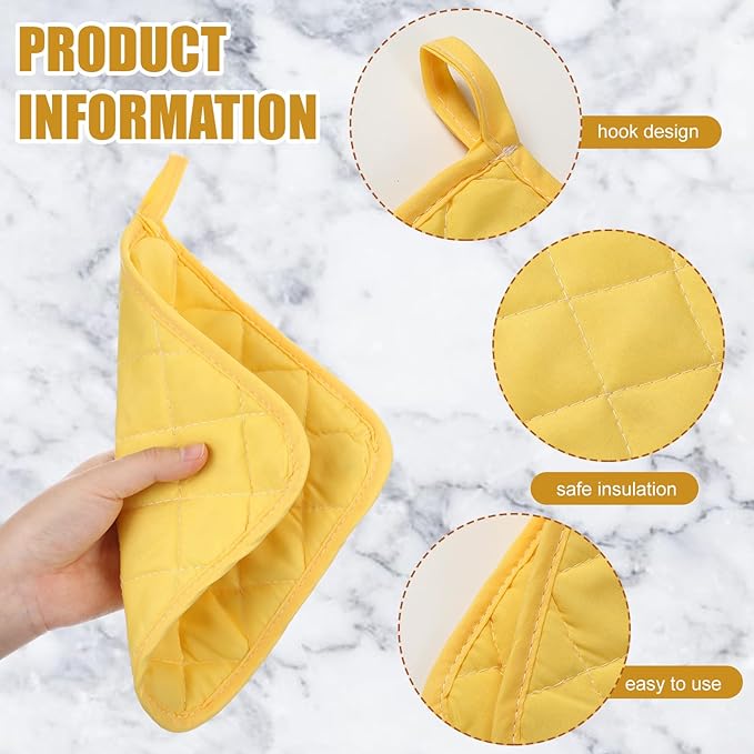 Uiifan 30 Pieces Cotton Pot Holders for Kitchen Washable Heat Resistant Potholders Oven Hot Pads for Cooking and Baking, 7.87 x 7.87 x 0.2 Inch (Light Color)