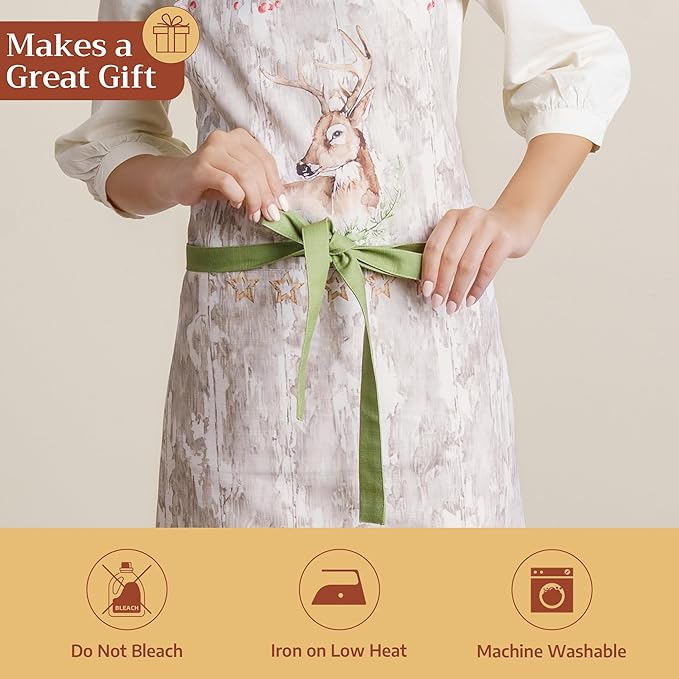 Maison d' Hermine 100% Cotton Apron for women with Pocket Kitchen Chef Apron for Men Cooking Gardening Server Waitress