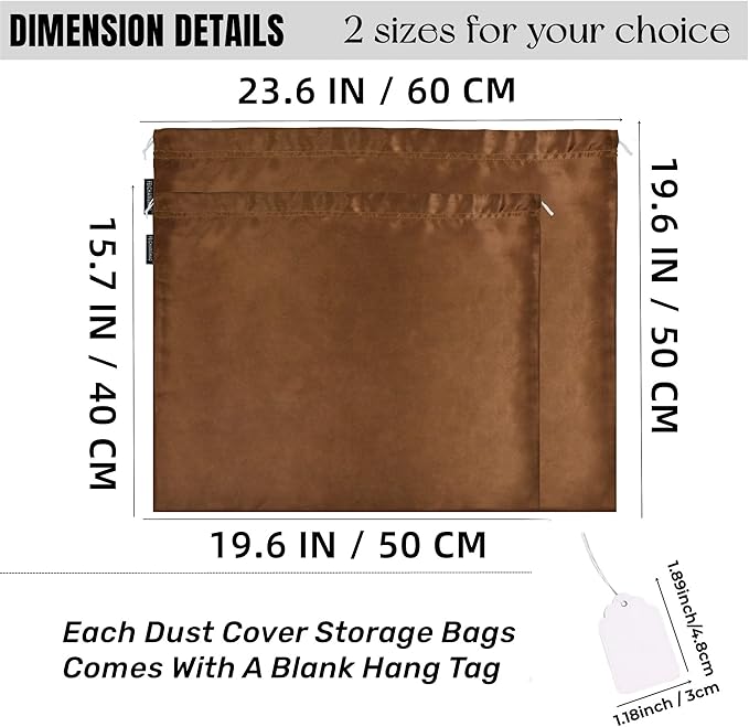 FEICHANGHAO 7 Pack Dust Bags for Handbags Storage Silk Cloth Bag With Drawstring Large Storage Pouch for Handbag Purse Shoes Boots