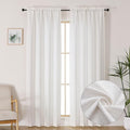 Lecloud Bessie Curtains 96 Inches Long 2 Panels, Faux Linen Textured Light-Filtering Privacy Bedoom Curtains, Farmhouse Rod Pocket Window Drapes for Living Room Bedroom, Each 40 W x 96 L, Natural