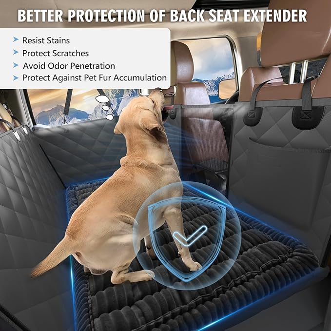 ROUWINNE Dog Bed for Truck Back Seat Non-Slip, Truck Dog Bed Soft and Comfortable, Back Seat Pet Bed Mat for Travel, Pet Car Blanket for Backseat Extender and Seat Covers Black 59”X27.5”