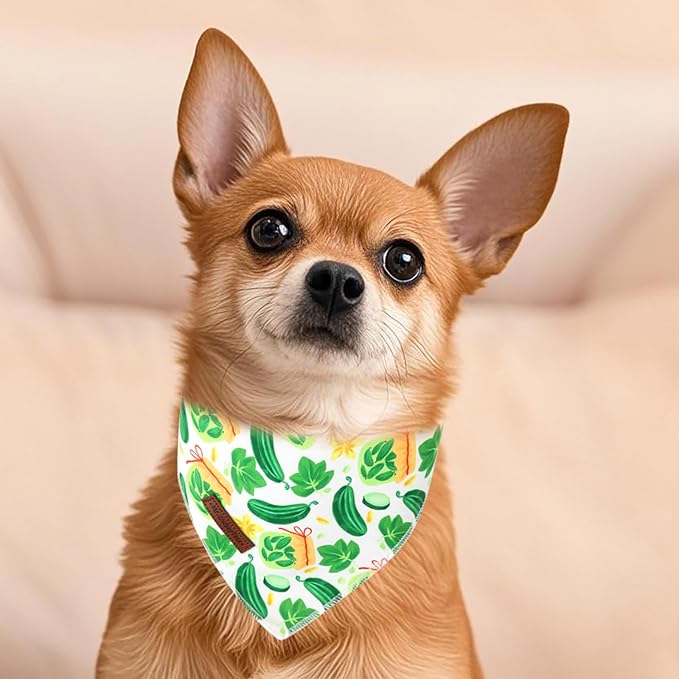 MR.CHUBBFACE Summer Dog Bandana, Pickle Cotton Bandana for Small Medium Large Dogs, Adjustable Pet Triangle Bibs Scarf
