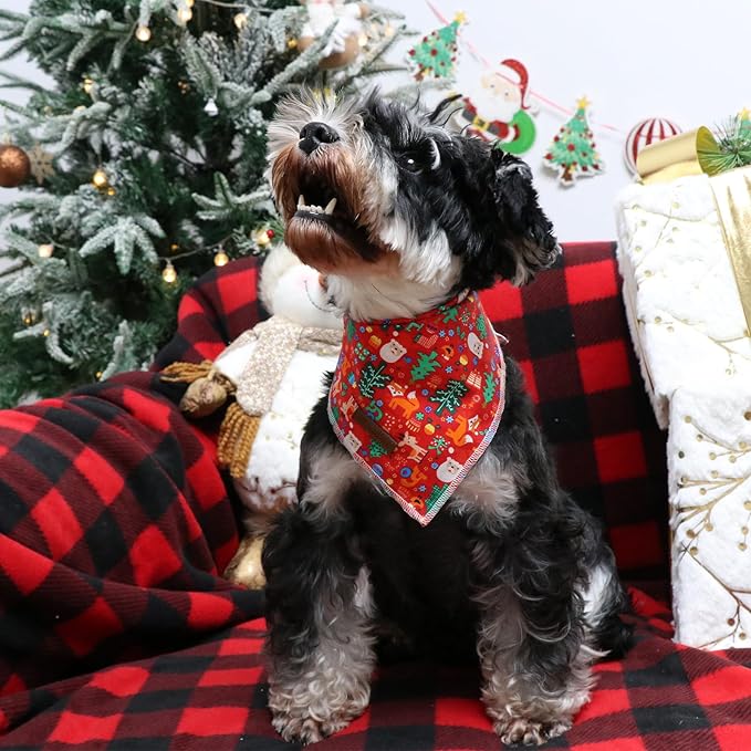 UP URARA PUP Christmas Dog Bandana, Christmas Tree Triangle Bid Scarf for Small Medium Dog, Cotton Pet Kerchief for Girl Boy Dogs or Cats, Red Dog Bandana, Cute Winter Puppy Bandana