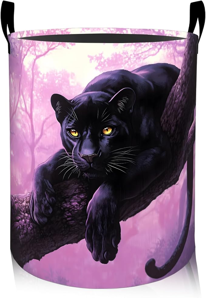 ainori Fierce Cheetah Laundry Basket, Oxford Cloth Vibrant Fantasy Dirty Clothes Collapsible Hamper for Room Decor, Jungle Animal Print Gifts Toy Organizer 19.7 * 15.8 Inch for Bedroom Bathroom Dorm