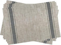 Gugrida Placemats, Placemats PVC Table Mats Woven Vinyl Placemats, Set of 6(Grey Beige)
