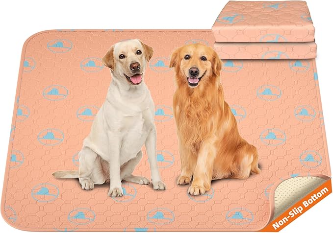 PJYuCien Washable Pee Pads for Dogs 2 Pack, 36" x 36" Non-Slip and Leak-Proof Pee Mat, Puppy Training Pads for Whelping, Playpen, Crate, Bed(Orange)