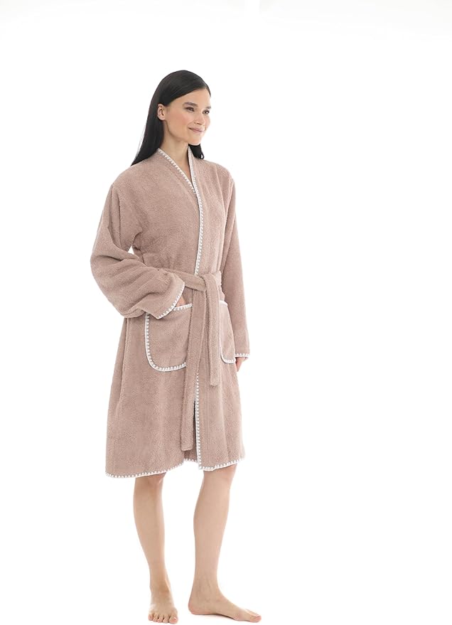 Seritaine Robes for Women, 100% Turkish Cotton Womens Robe, Luxury, Terry Cloth Long Spa Bathrobe