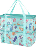 Fammart Mesh Beach Bag, Large Beach Tote with Zipper Pocket for Family Pool Bag for Toys & Vacation Essentials