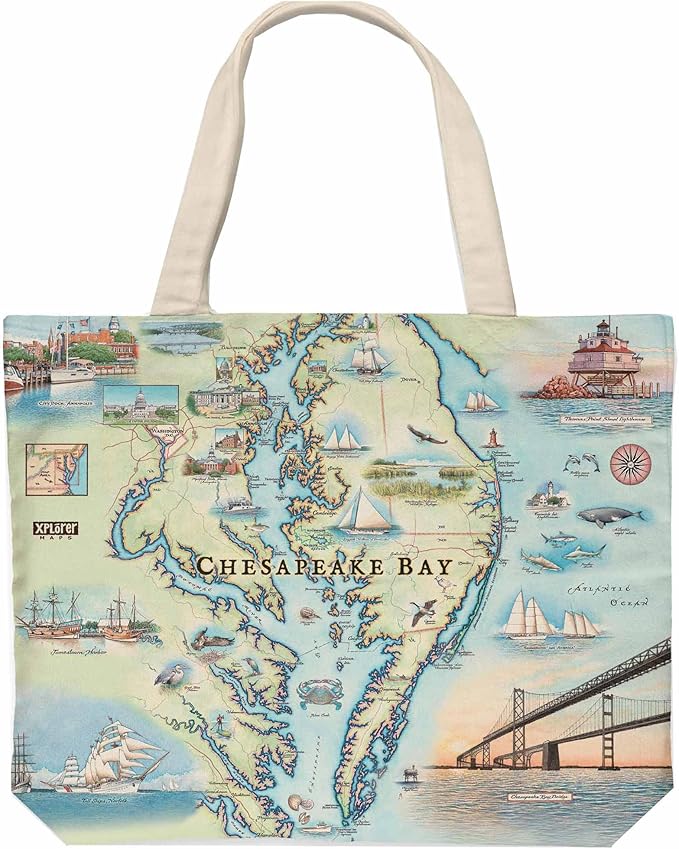 Xplorer Maps Canvas Tote Bag with Handles, Cloth Grocery Shopping Bag, Reusable & Eco-friendly Bag, 100% Cotton, Washable