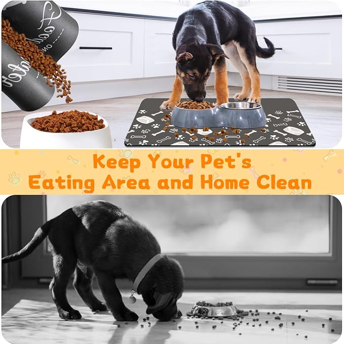Pet Feeding Mat - Absorbent Dog Food Mat for Floors Waterproof，Dog Cat Placemat Mat for Food and Water Bowls - No Stains No Sliding Quick Dry Water Eating Dish Mat