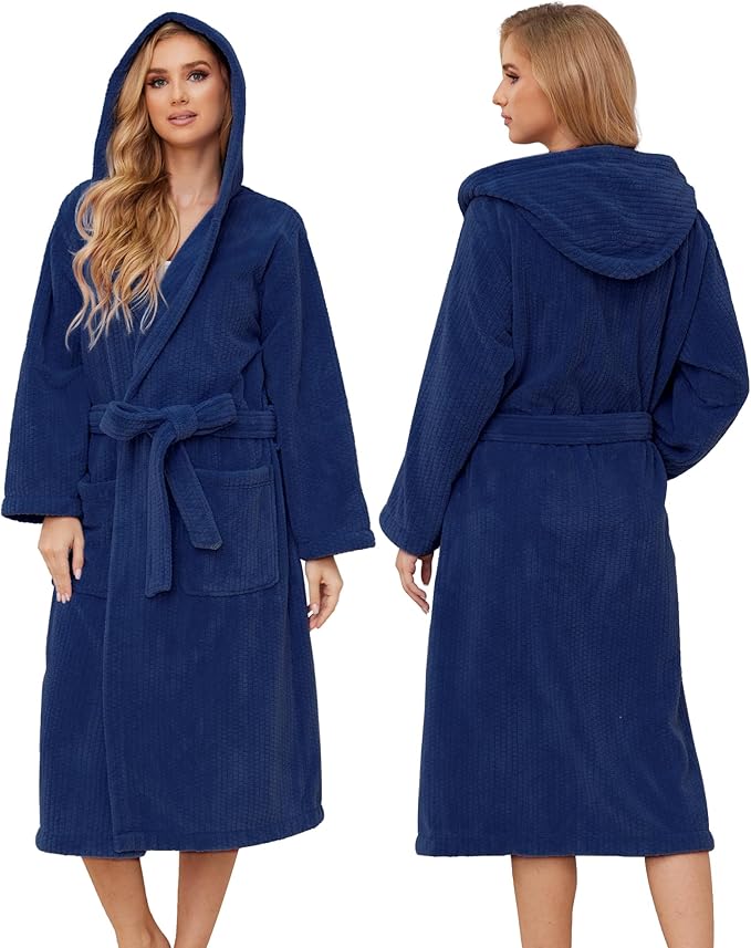 PJGGZ Hooded Bathrobes for Women, Soft Long Towel Robes for Women - Quick Dry yet Warm