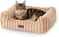 ZOMISIA Large Cat Beds - Orthopedic Dog Bed for Medium Dogs, Rectangle Pet Bed with Fluffy Removable Washable Cover, 25x21x9inches, Beige
