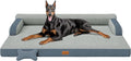 CWAWZ XXL Orthopedic Dog Bed, Big Dog Bed for Large Dogs, Dual-Sided Pet Cooling Beds with Memory Foam Washable Cover Nonslip Bottom, Waterproof Pet Couch with Bolsters, Dark Grey