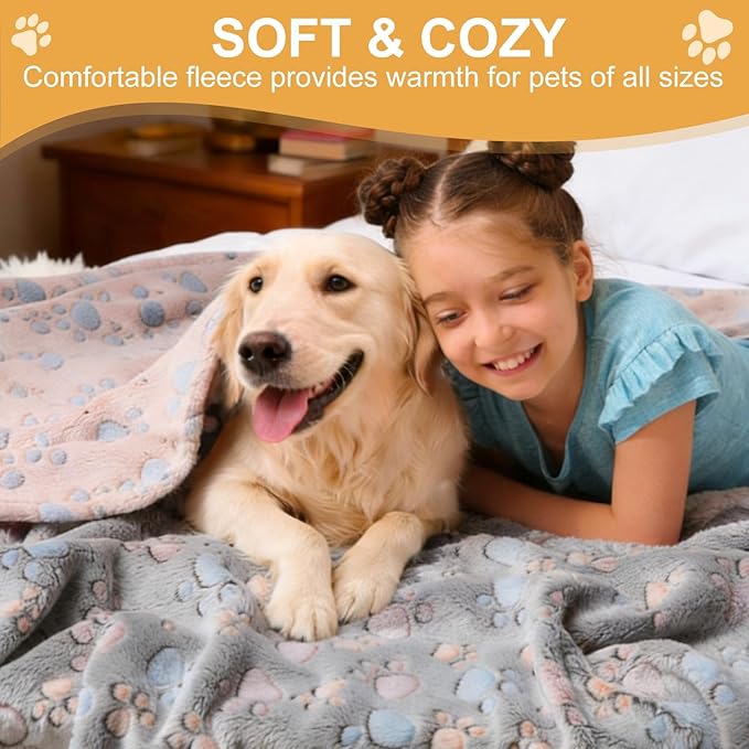 Gowyeg 1 Pack 3 Blankets for Dogs, Dog Blanket for Large & Medium Pet Cat, Premium Soft Fluffy Suitable for Sofas, Kennels & Beds, Gifts Puppy Essentials, 41x31inch, Brown/Purple/Coffee Brown