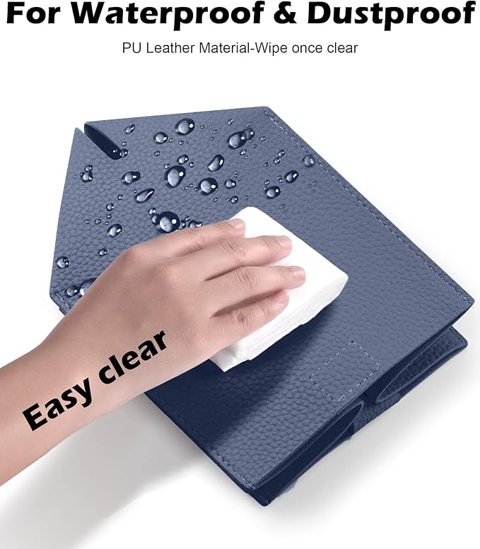 Tclouda Tissue Box Cover for PU Leather, Modern Simple Solid Color Holder Square Tissue Bag, Ideal for Bathrooms,Office,Car,Outdoor Tent,Dining Table,5"X5"X5", Single Navy Blue