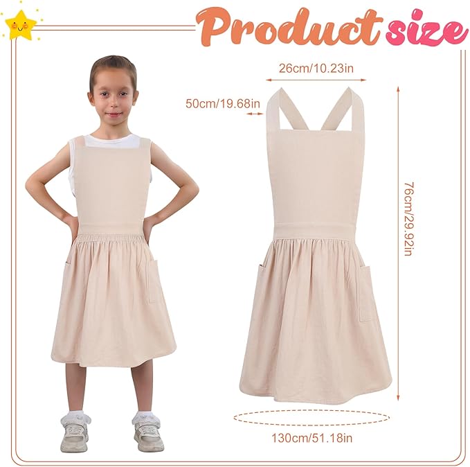 Kids Pinafore Apron, Cross Back Apron, Japanese Style Bib Aprons Home Clothes