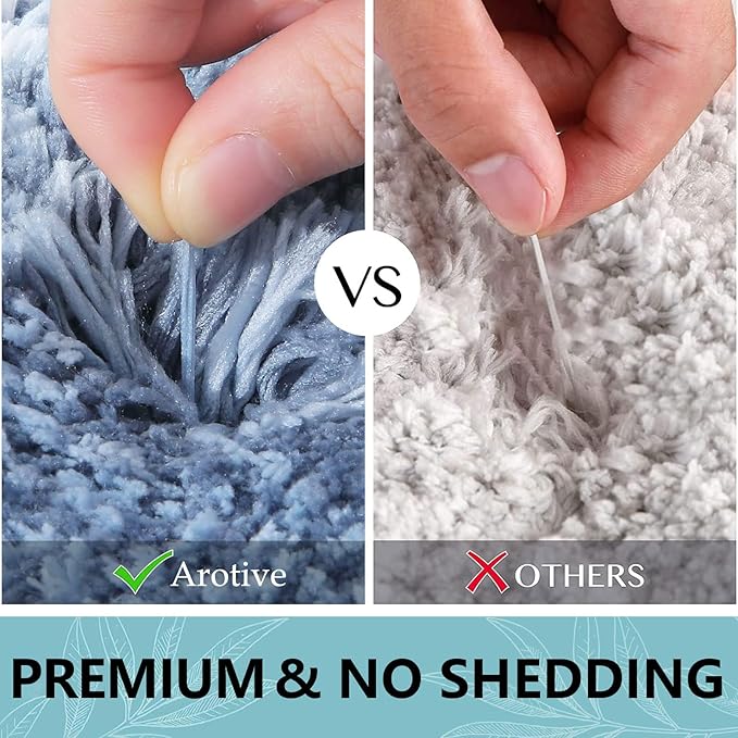 Arotive Microfiber Bathroom Rugs, Shaggy Soft and Absorbent Bath Rug, Non-Slip, Thick Plush Machine Washable Dry Bath Mats for Bathroom, Tub and Shower, 59x17, Light Blue, Rectangular