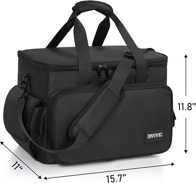 IBVIVIC Cable File Bag With Adjustable Dividers Dj Gig Bag for Cables, Cords,DJ Gear,Sound Instrument and Accessories 16L x 11W x 12H inch, Blue