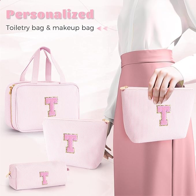 Fystdtote Teacher Gift for Women - Teacher Appreciation Gifts, Retirement Travel Gift for Teachers Toiletry Bag Makeup Organizer Bag | Retirement Gifts for Women - Pink T