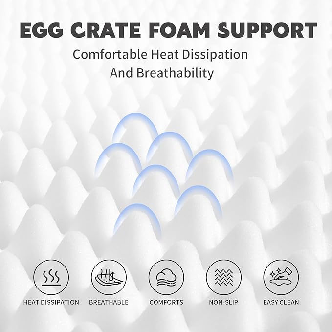Dog Bed Waterproof Medium/Large Sized XL Foam Pet Beds Removable Washable Cover Dog Sofa Egg Crate Foam Support with Zipper Bottom Bolster Deluxe Plush Mat (Blue + White+33x25x7.8in)
