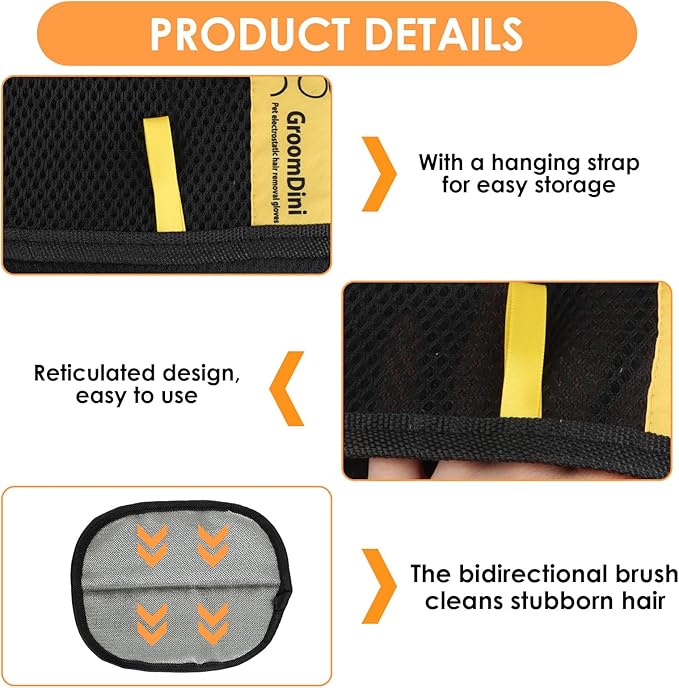Ryetvok Pet Hair Removal Glove Double-Sided Electrostatic, Pet Hair Removal Glove for Cats& Dogs, Pet Hair Remover Tool for Couch, Carpet, Clothing and Bedding
