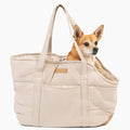 NoblePup Cozy Plush Dog Purse Carrier for Small Dogs - Dog Carrier Purse with Secure Harness Clip, Dog Tote Bag for Small Dogs and Puppies - White 2.0
