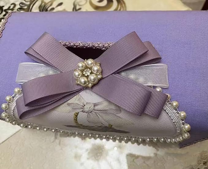 Tissue Cover Holder Fabric Art Cute Tissue Box Cover Dispenser Napkin Organizer for Bathroom Bedroom Office and Car (C-Purple)