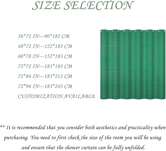 ggaimwf 60x72 Inch Solid Color Shower Curtain for Bathroom Waffle Bath Water Resistant Fabric Curtains Green Modern Thick Shower Stall Curtain with Metal Hooks
