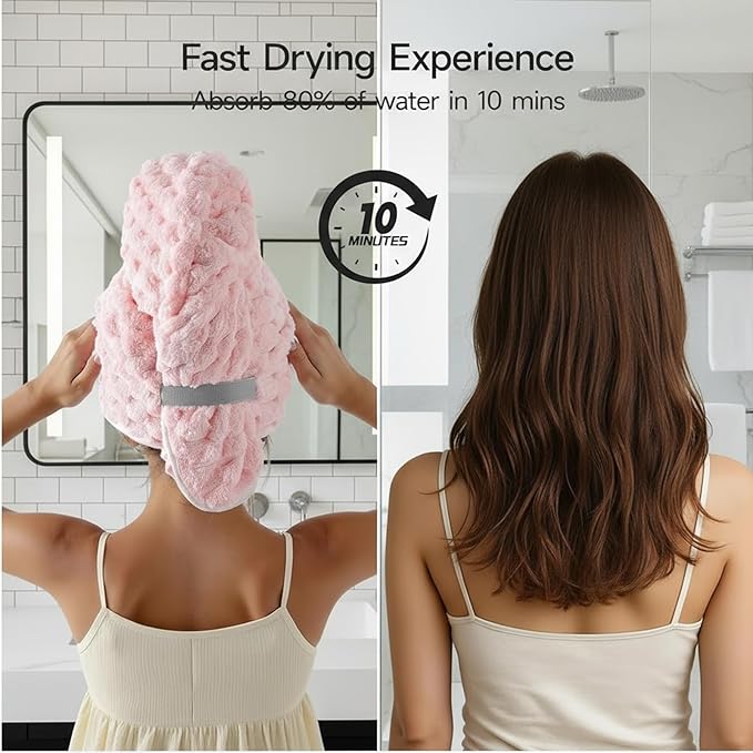 YHPDYL 2-Pack Women's Microfiber Hair Towel Wrap: 50% Faster Drying, Ultra - Absorbent & Anti - Frizz for Long and Curly Hair! 40x11 Inches Oversized, Lightweight for Travel, Gym, Spa & Home Use