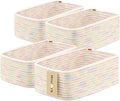 MiniArk Small Storage Baskets for Organizing | Closet Organizer Bins | Shelf Toy Basket | Woven Rope Baskets | Cube Decorative Box | Shallow Basket | 11.5x7.5x4.7” | 4 Packs Rainbow