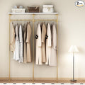 KAILNKISS Industrial Pipe Clothing Rack, Wall Mounted Clothes Rack Gold Clothing Rack with Shelf Wardrobe Multi-Purpose Storage Clothes Hanging Shelf-59''L Gold