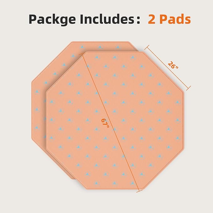 PJYuCien Washable Pee Pads for Dogs 2 Pack, 67" x 26" Octagonal Non-Slip and Leak-Proof Pee Mat, Puppy Training Pads for Whelping, Playpen, Crate, Bed （24/30/36/42'' 8 Panels Pen）
